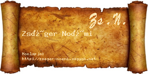 Zséger Noémi névjegykártya
